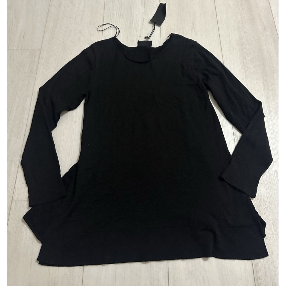 NWT‎ Luukaa Sweater Pullover Top Sz M Black Organic Cotton - Knit Sides